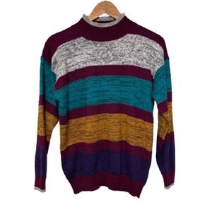 Vintage Spice of Life Multi Color Striped Knit Sweater Size M
